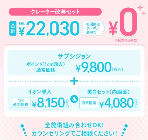 石川/金沢 サブシジョン 安い おすすめ TCBのクレーター改善セット