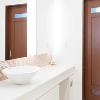 しまだ皮ふ科クリニックのケミカルピーリングを受けた後のパウダールーム