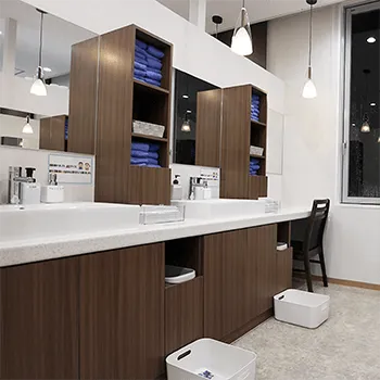 よつば会クリニック 神戸・ハーバーランド院の白玉点滴・注射を受けた後のパウダールーム