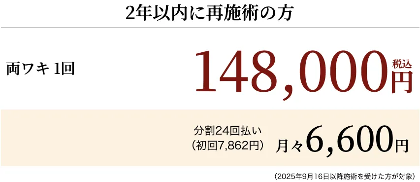 神戸でミラドライが安いおすすめのクリニック 湘南美容クリニックの2年料金画像
