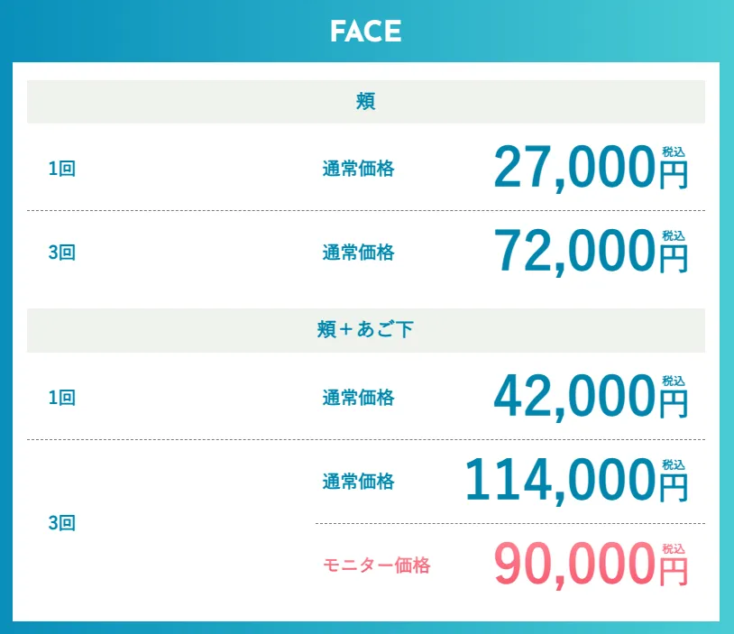 京都でオンダリフトが安いおすすめのクリニック 湘南美容クリニックのLP画像 料金案内
