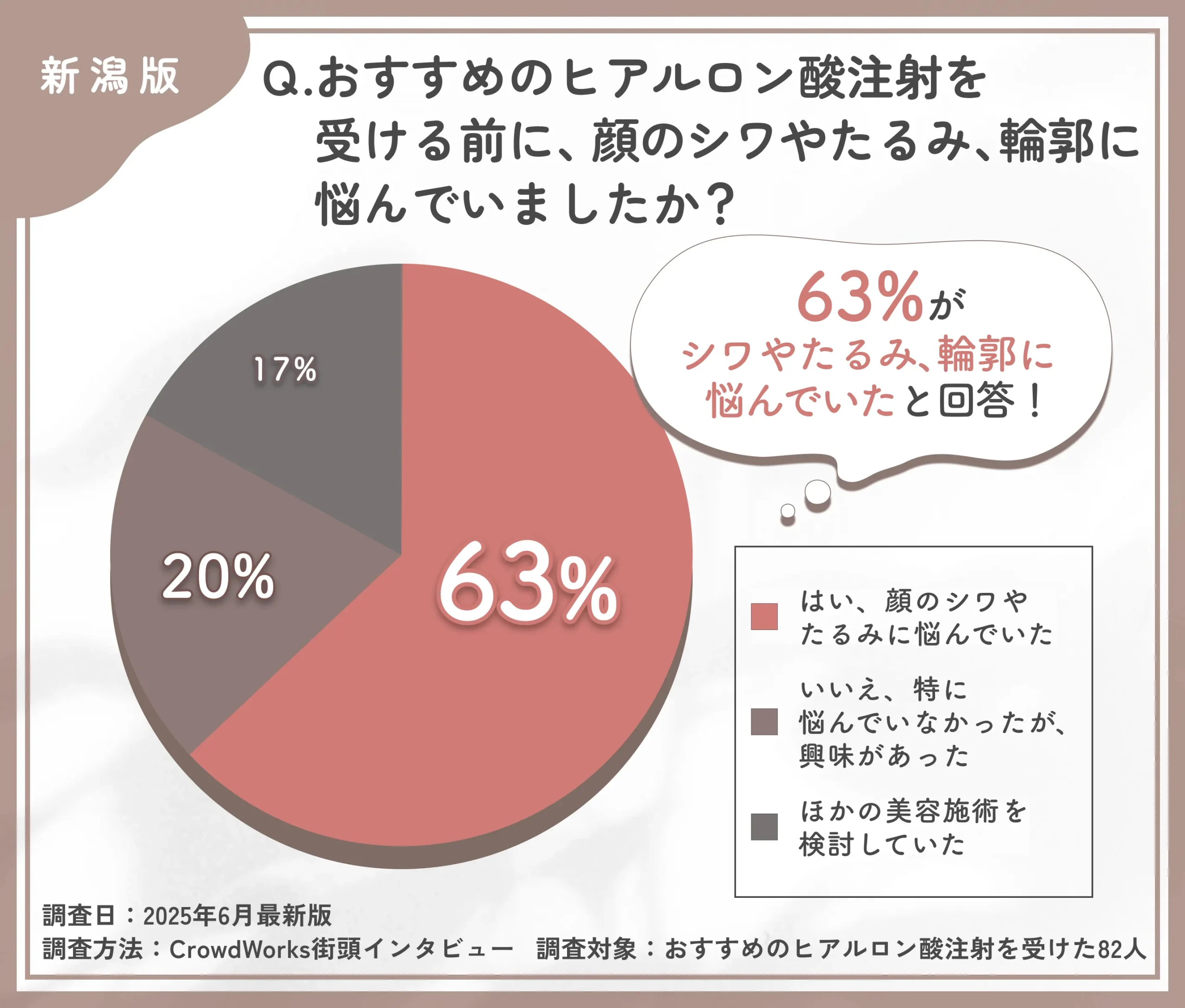 新潟でおすすめのヒアルロン酸注射を受ける前の悩みに関するアンケート