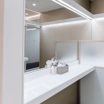 プライベートスキンクリニックのジャルプロスーパーハイドロを受けた後のパウダールーム