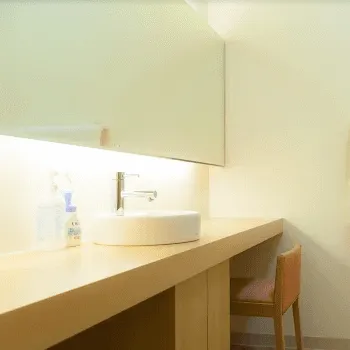 ファミリア皮膚科長町のミラドライを受けた後のパウダールーム