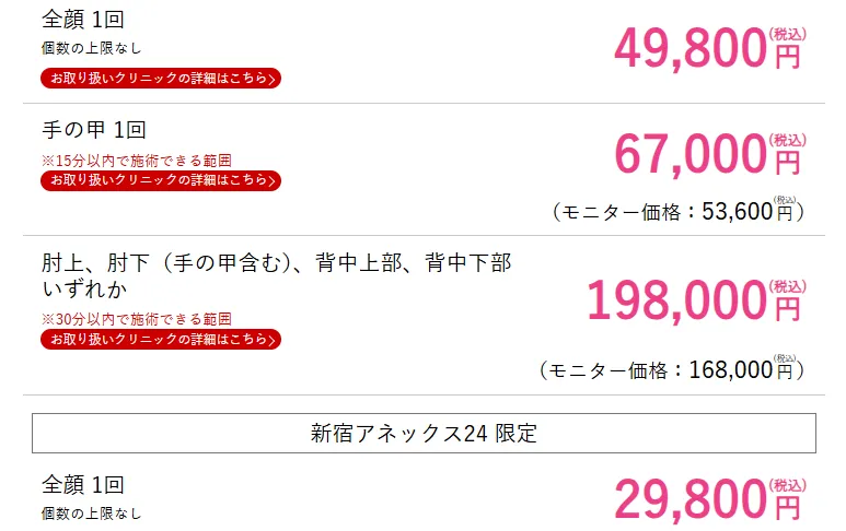 東京でピコスポットが安いおすすめのクリニック 湘南美容クリニックの料金