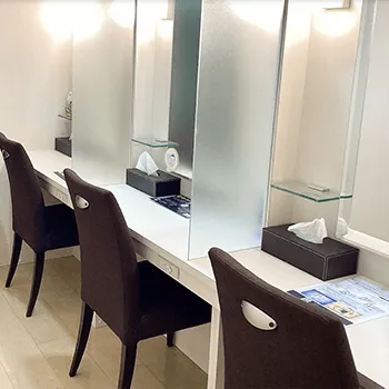 フェミークリニック 東京4院のプルリアルデンシファイを受けた後のパウダールーム