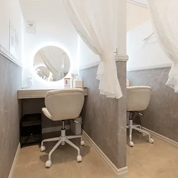 Clean Beauty Clinic 東京麻布院のプロファイロを受けた後のパウダールーム