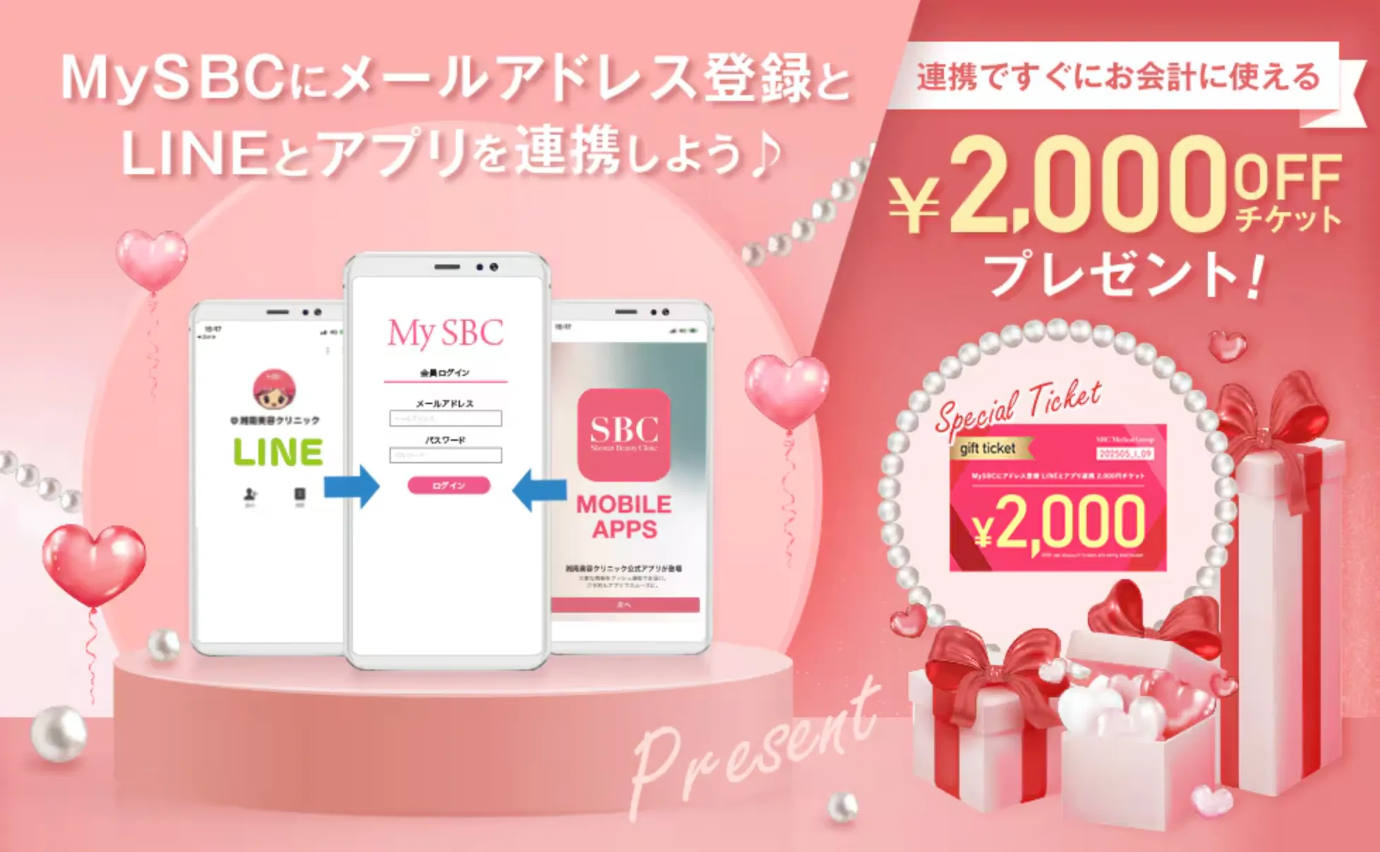 湘南美容クリニックのアプリ・MYSBCと連携すると2,000円OFFチケットがもらえる