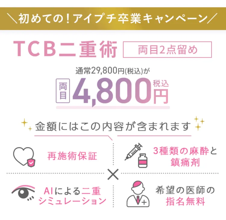 TCBの二重埋没のアイプチ卒業キャンペーン