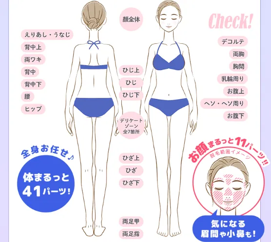 ラココの脱毛キャンペーンで照射可能な範囲