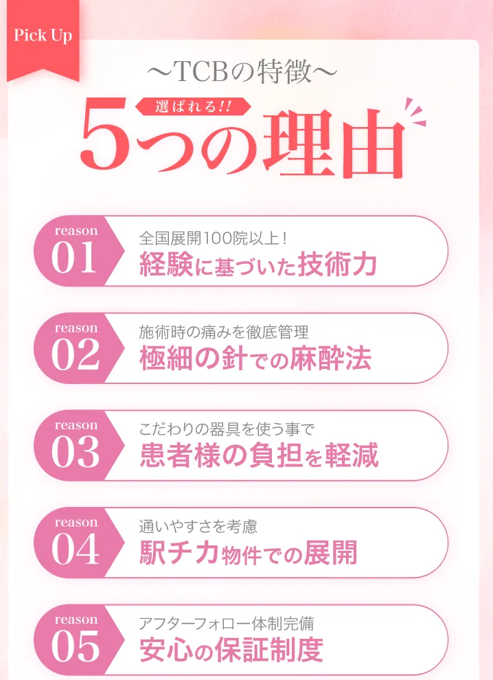 横浜でボトックスが上手い先生が在籍しているTCB　選ばれる理由