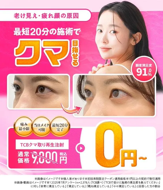 TCBのクマ取り再生注射は最短20分