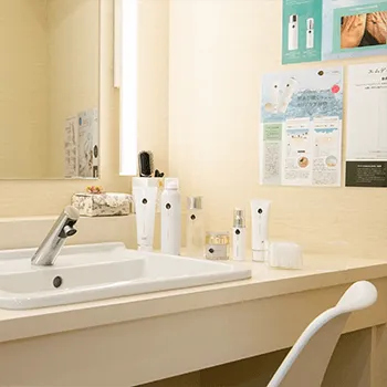 うめきた美容クリニックのブレッシングを受けた後のパウダールーム