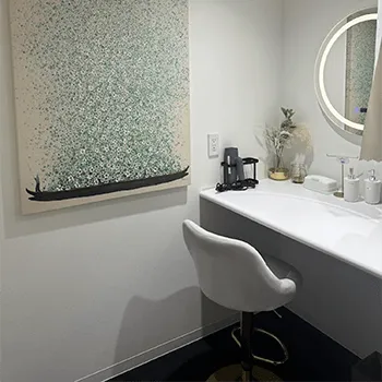 ウィルビークリニック 新宿院の脂肪冷却を受けた後のパウダールーム