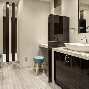 銀座よしえクリニック 新宿院の脂肪冷却を受けた後のパウダールーム