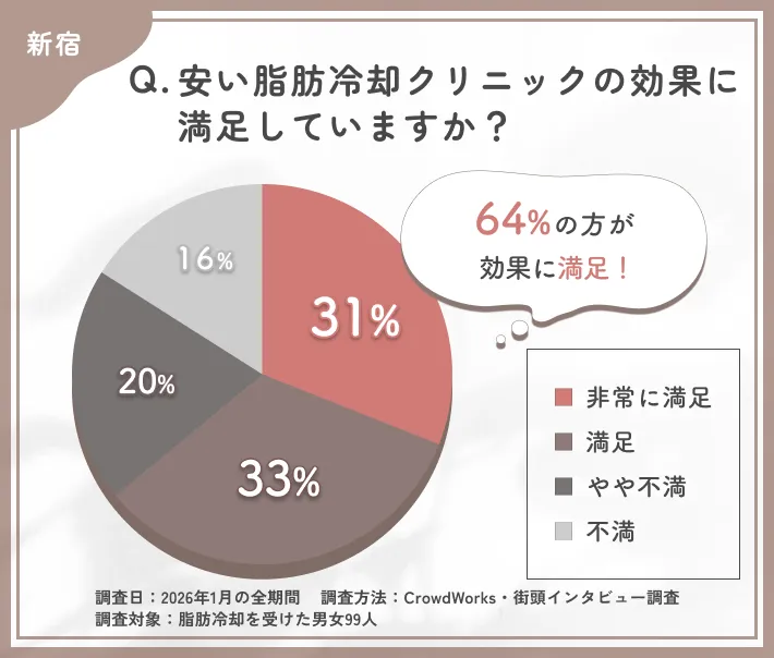 新宿で安い脂肪冷却の効果満足度に関するアンケート調査
