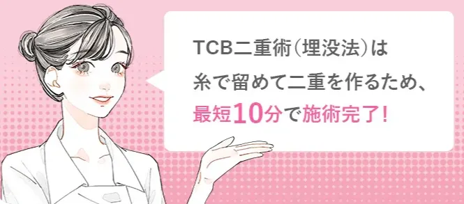二重整形が無料で受けられると話題のTCBの施術は最短約10分で完了
