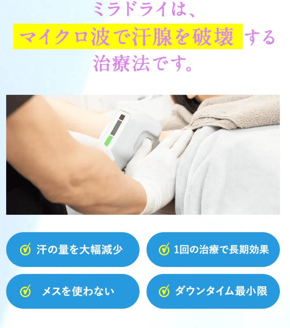 岡山でミラドライが安いおすすめのクリニック 共立美容外科の施術について