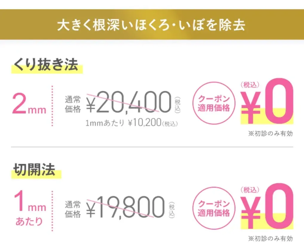 TCB ほくろ・イボ除去 大きく根深いほくろ・イボでも対応可能