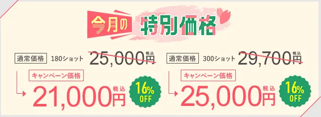 SBC湘南美容クリニックの4月の月替わりキャンペーン　新・脂肪溶解リニアHIFUの料金①