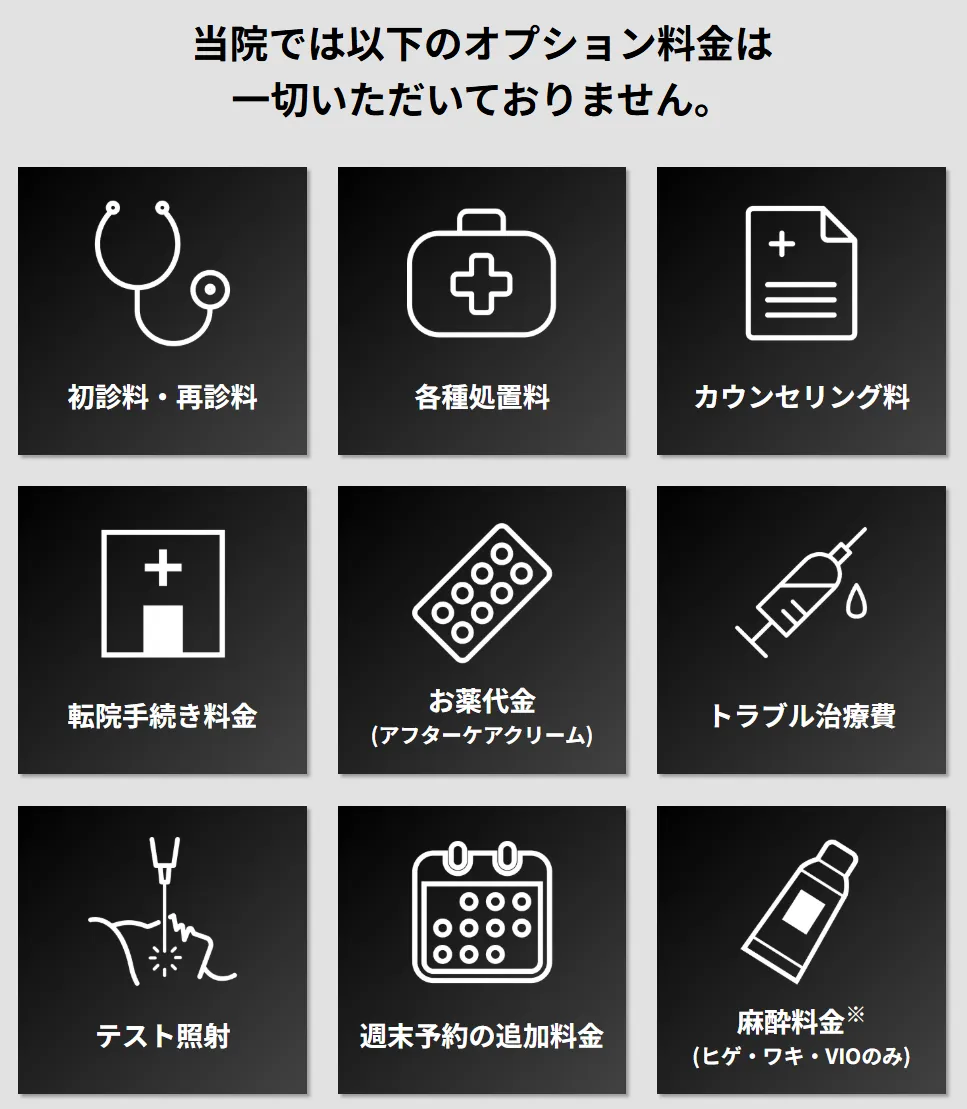 メンズエミナルの追加料金ナシ