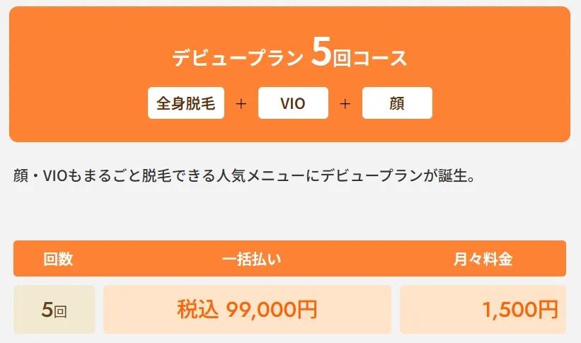 学割の医療脱毛がおすすめのクリニック7院を比較 レジーナクリニックの医療脱毛デビュープラン全身+VIO+顔5回コース