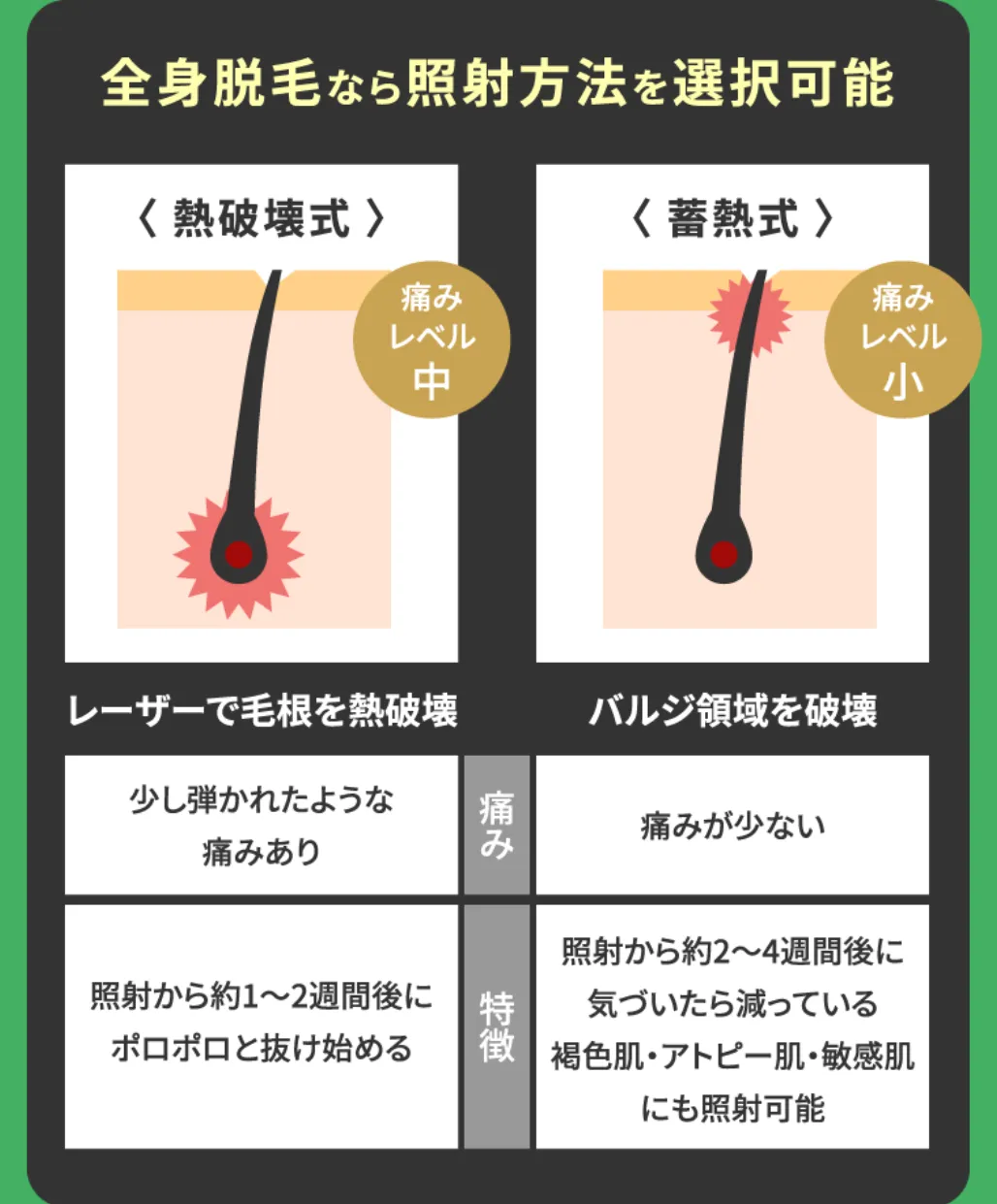 フレイアクリニックのメンズ脱毛選べる照射方法