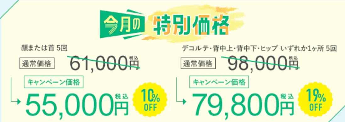 SBC湘南美容クリニックの6月の月替わりキャンペーン　アクネライトの料金①