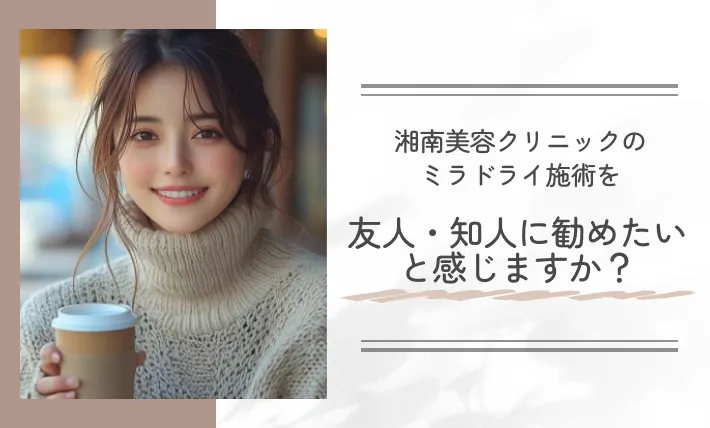 湘南美容クリニックのミラドライ施術を友人・知人に勧めたいと感じますか?