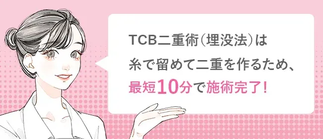 TCB二重術は最短10分で施術完了