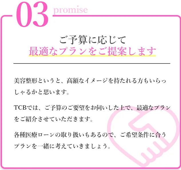 TCBは予算に合わせて最適なプランを提案