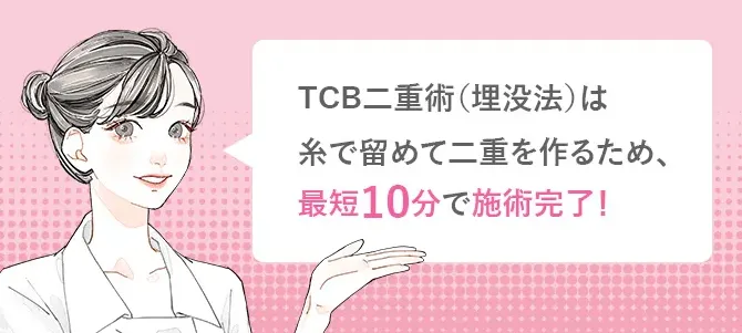 TCB二重術は最短10分で施術完了