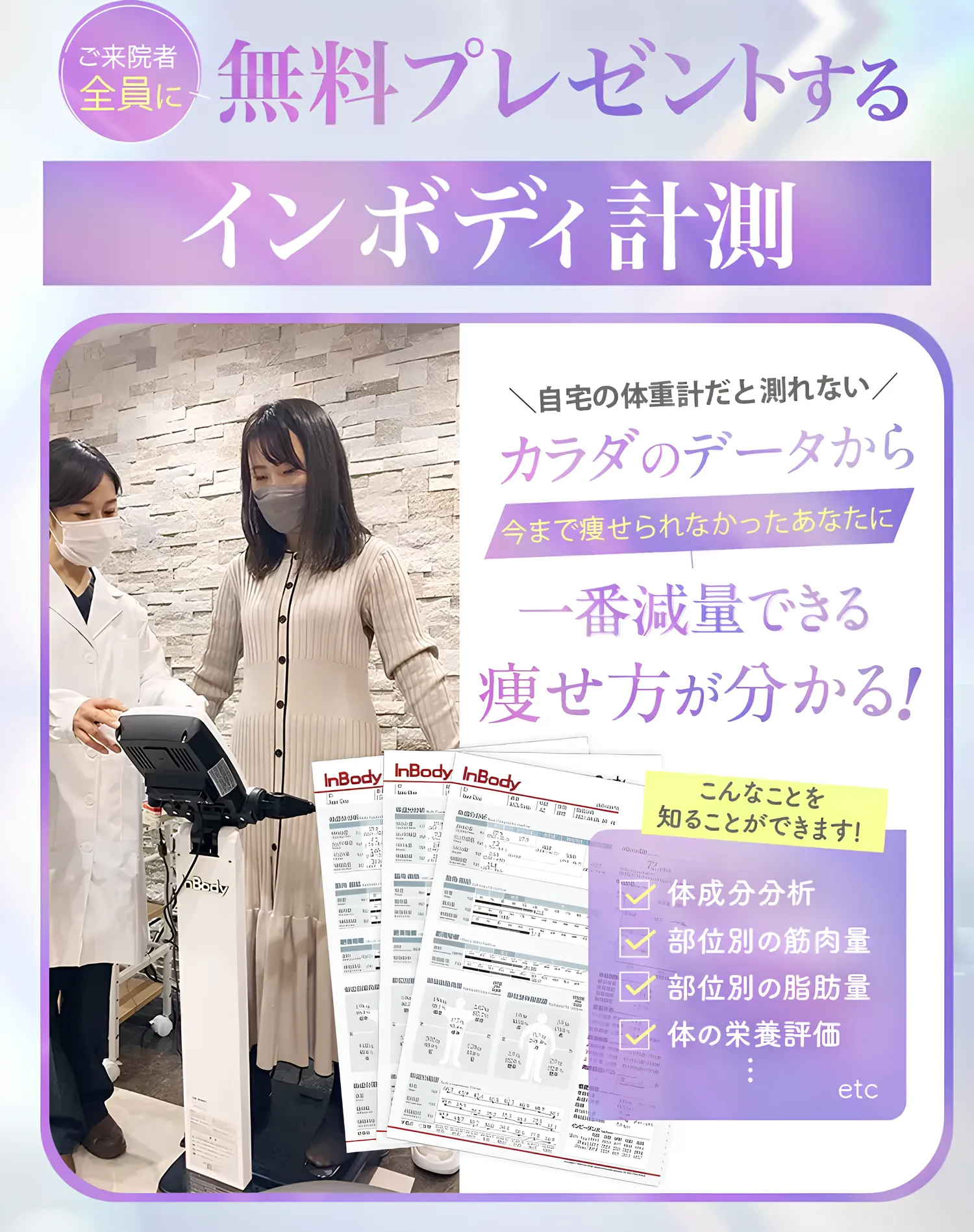 ディオクリニックはインボディ測定が無料