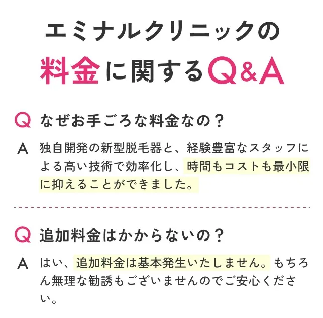 エミナルクリニックの料金に関するQ&A