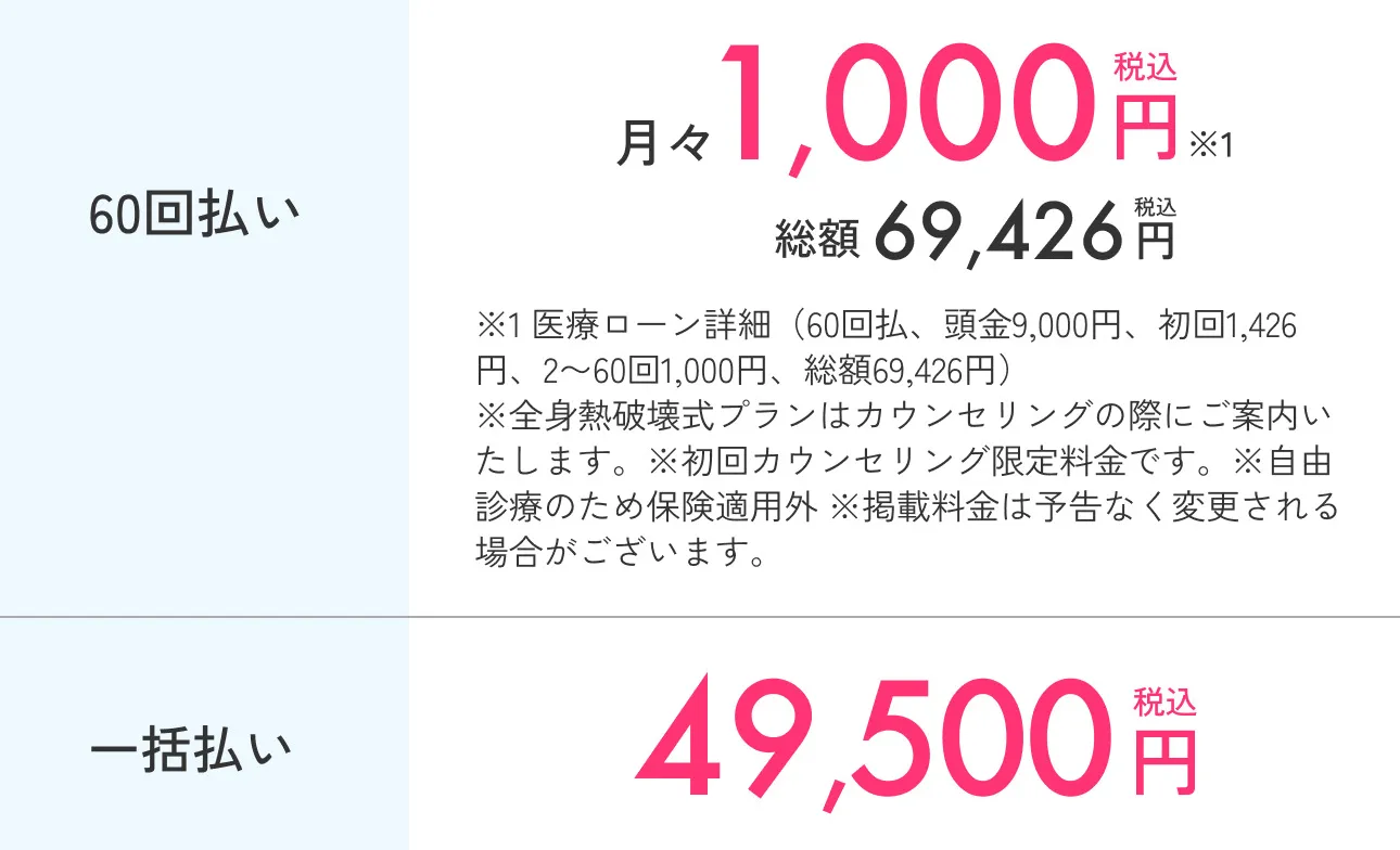エミナルクリニックの分割払い