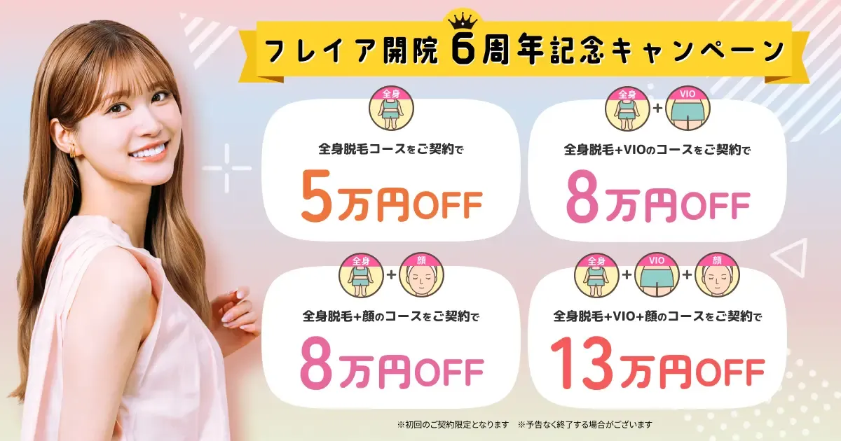 フレイアクリニックの5回・8回コース　期間限定キャンペーン