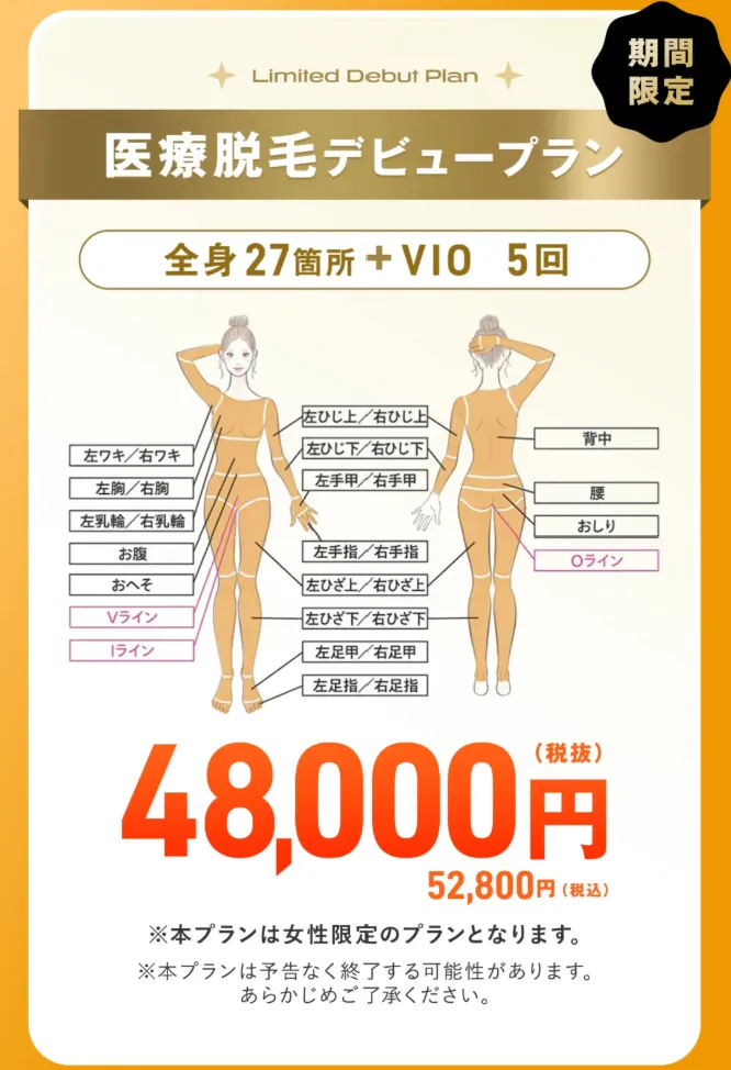 レジーナ医療脱毛デビュープラン