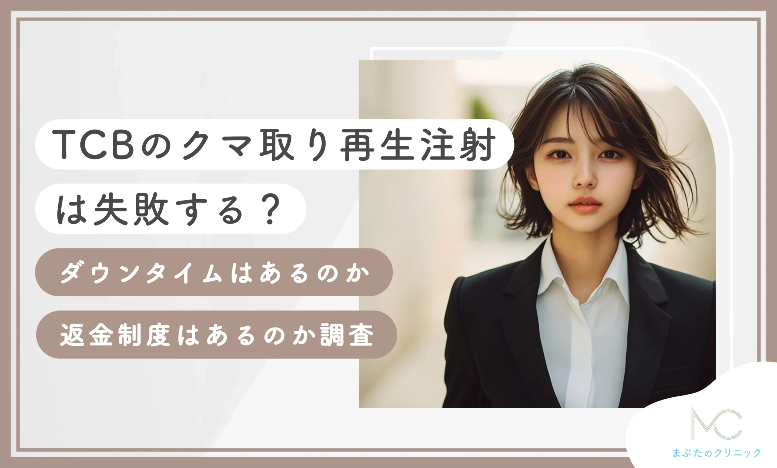 TCBのクマ取り•再生注射は失敗する？ダウンタイムはあるのか•返金制度はあるのか調査【2026年9月最新版】のアイキャッチ画像