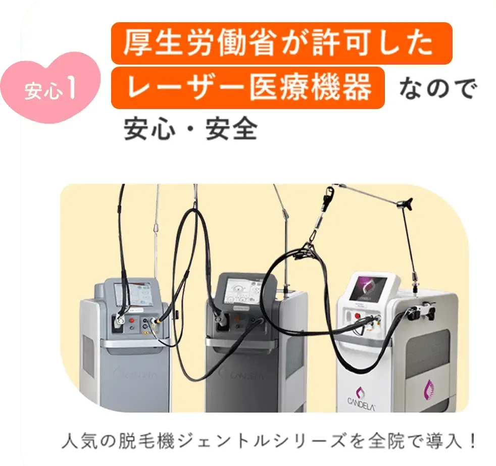 レジーナクリニックの医療脱毛は厚労省が許可した機器を使用