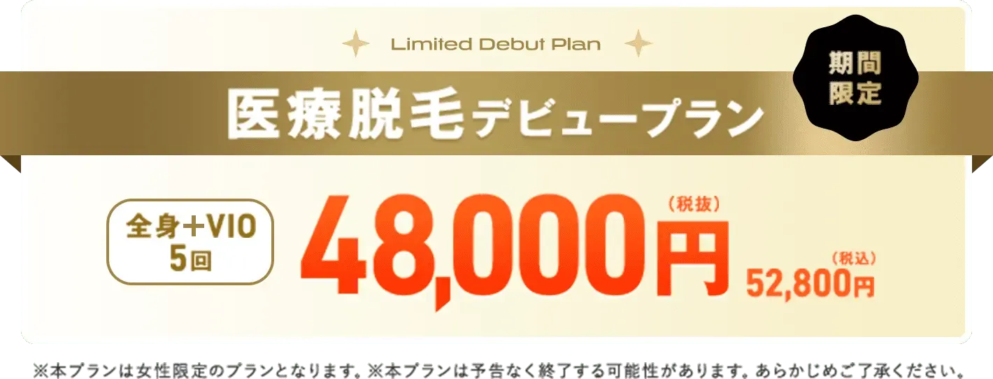 レジーナクリニックのデビュープランの機械は熱破壊式が使える？
料金