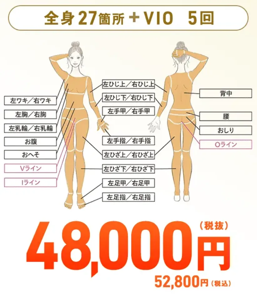 学割が利用できるレジーナクリニックでは医療脱毛5回52,800円で受けられる