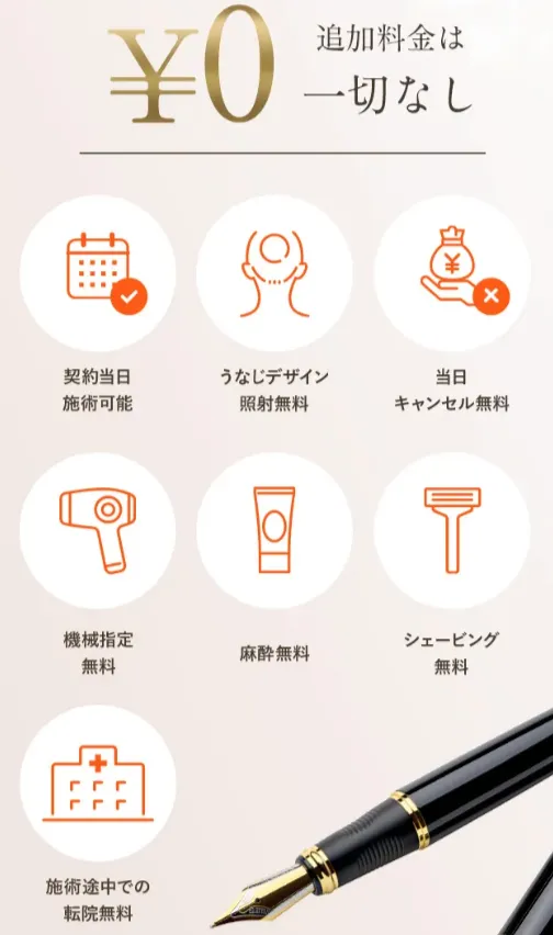 レジーナクリニックは追加オプションが無料