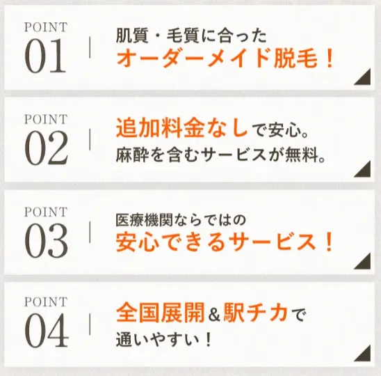 レジーナクリニックの脱毛がしやすい4つのポイント