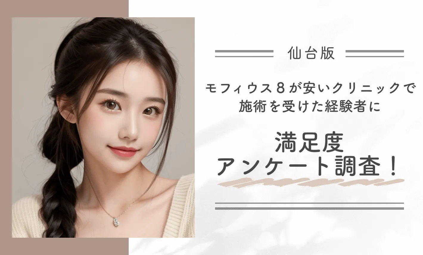 仙台でモフィウス8が安いおすすめクリニックで施術を受けた経験者に満足度アンケート調査！