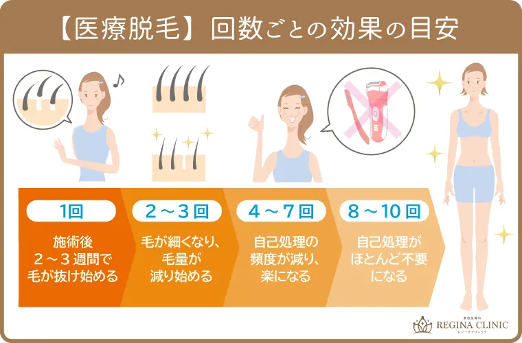 新宿レジーナクリニック医療脱毛回数ごとの効果の目安