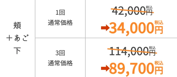 SBC湘南美容クリニックの9月の月替わりキャンペーン オンダリフトの料金表②